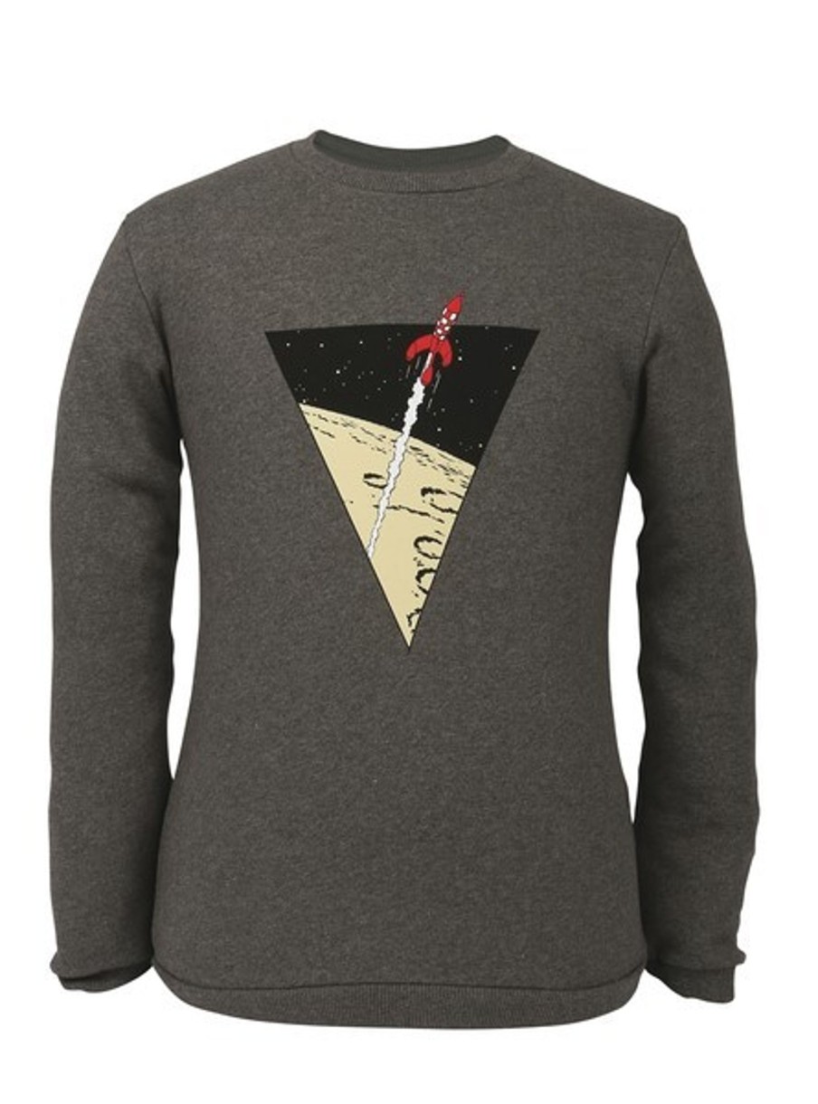 Mode - Maison Tintin | Sweat-Shirt Tintin Triangle Fusee Fonce Gris