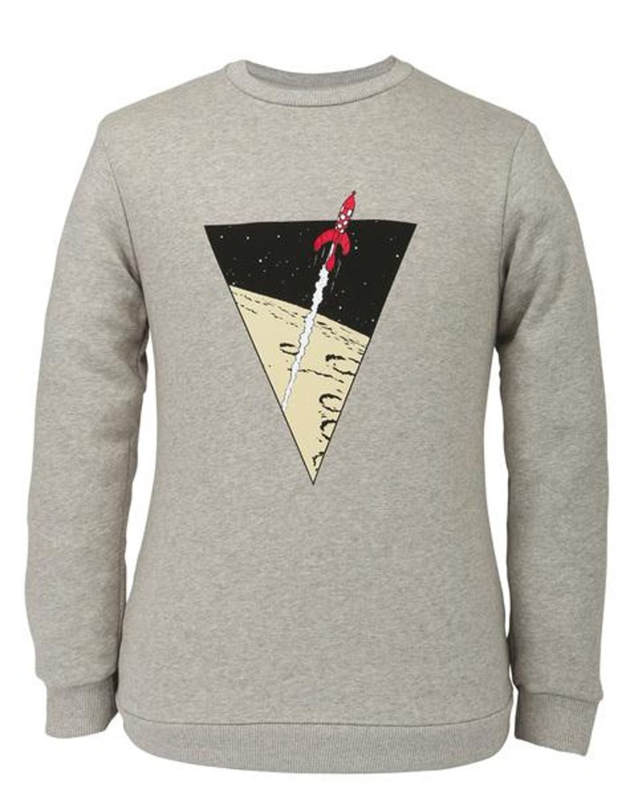 Mode - Maison Tintin | Sweat-Shirt Tintin Triangle Fusee Gris Clair