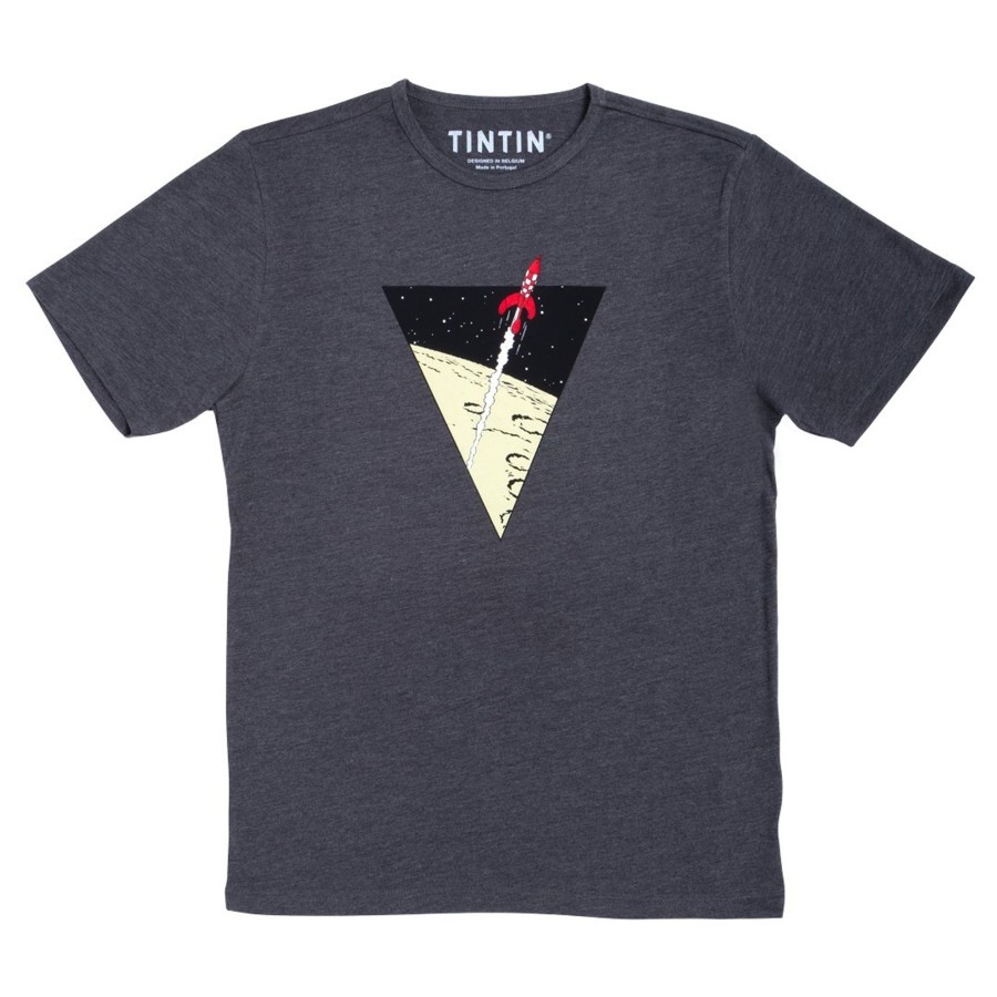 Mode - Maison Tintin | T-Shirt Tintin Triangle Fusee Fonce Gris